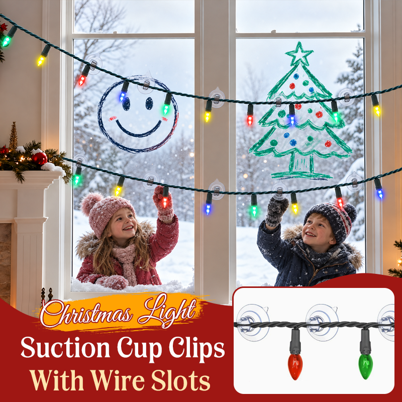 🎄Christmas Light Suction Cup Clips with Cable Slot | Holiday String Light Holder