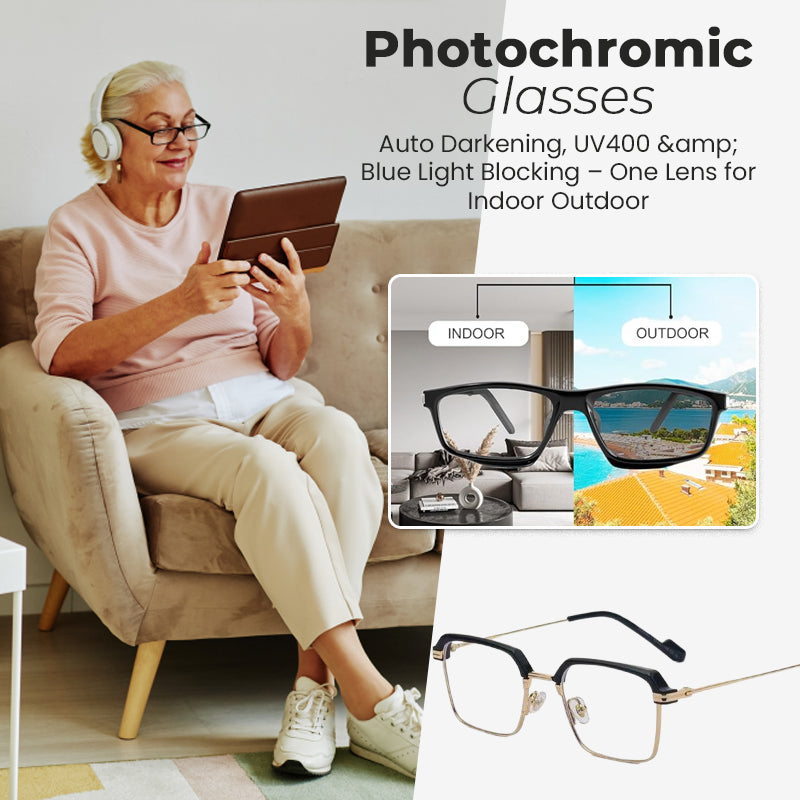 👓Photochromic Glasses – Auto Darkening, UV400 &amp; Blue Light Blocking