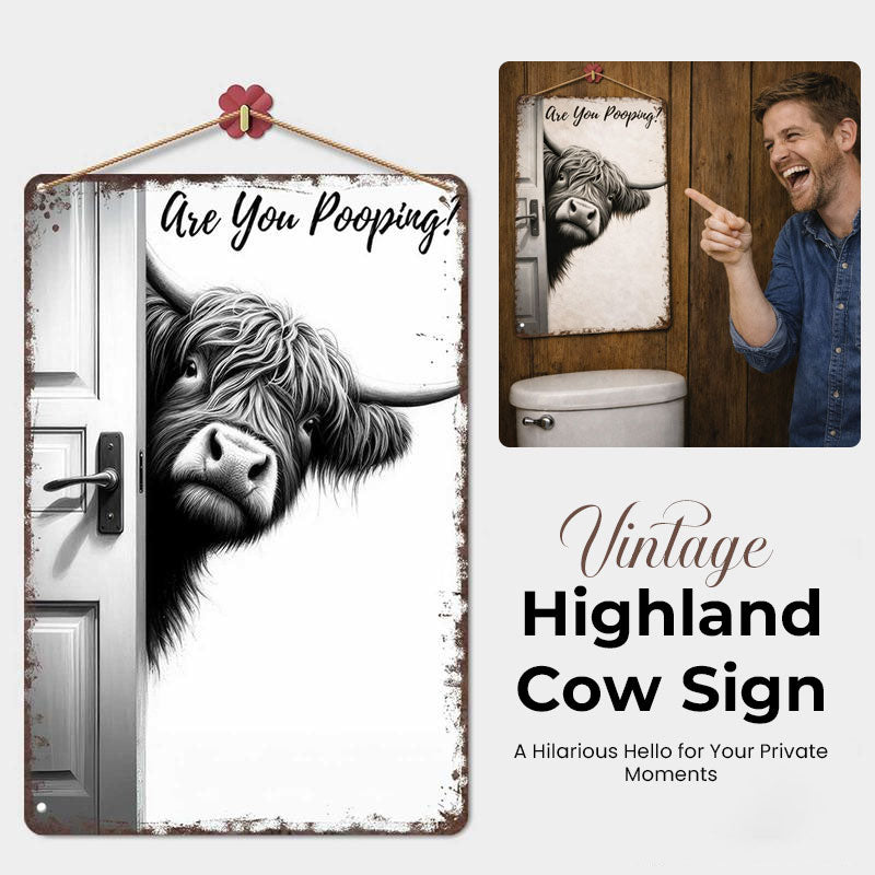 🐮 Vintage Highland Cow “Are You Pooping?”