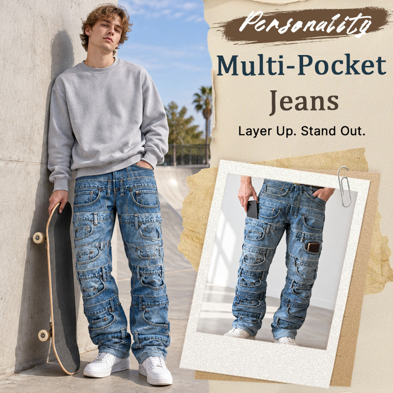 Multi-Pocket Utility Jeans 🧵