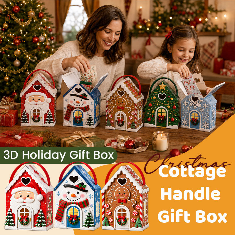 🏠 Christmas Cottage Handle Gift Box – 3D House‑Shaped Festive Packaging For Small Treats