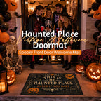 🎃Vintage Halloween Haunted Place Doormat – Spooky Front Door Welcome Mat