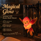 🦌 Handmade Elegant Collectible Enchanted Forest Animal LED Bookshelf Light, Whimsical Warm Holiday Home Decor Gift for Book Lovers