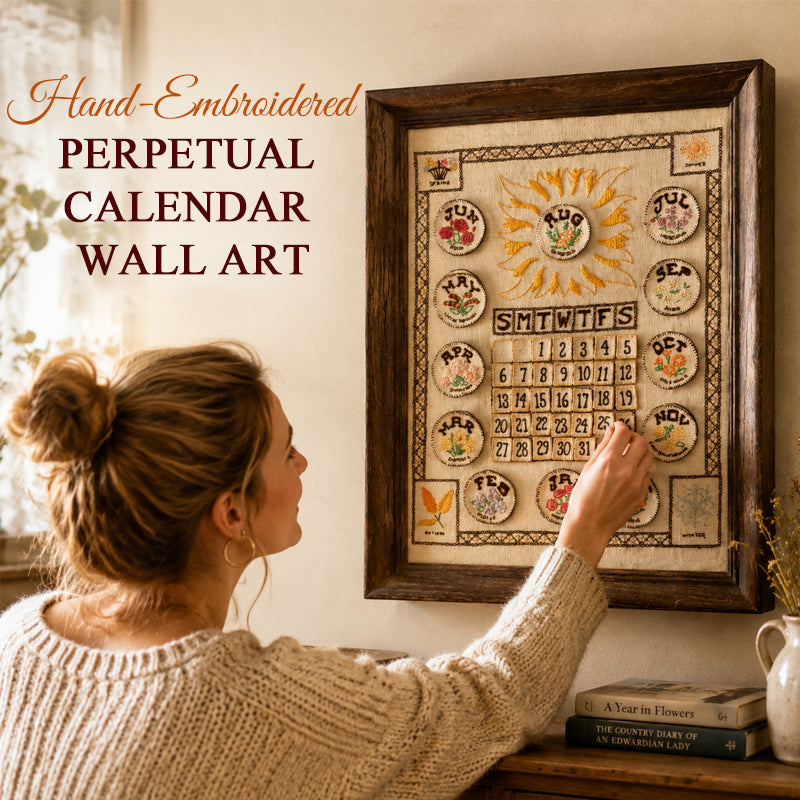📅Hand-Embroidered Perpetual Calendar Wall Art