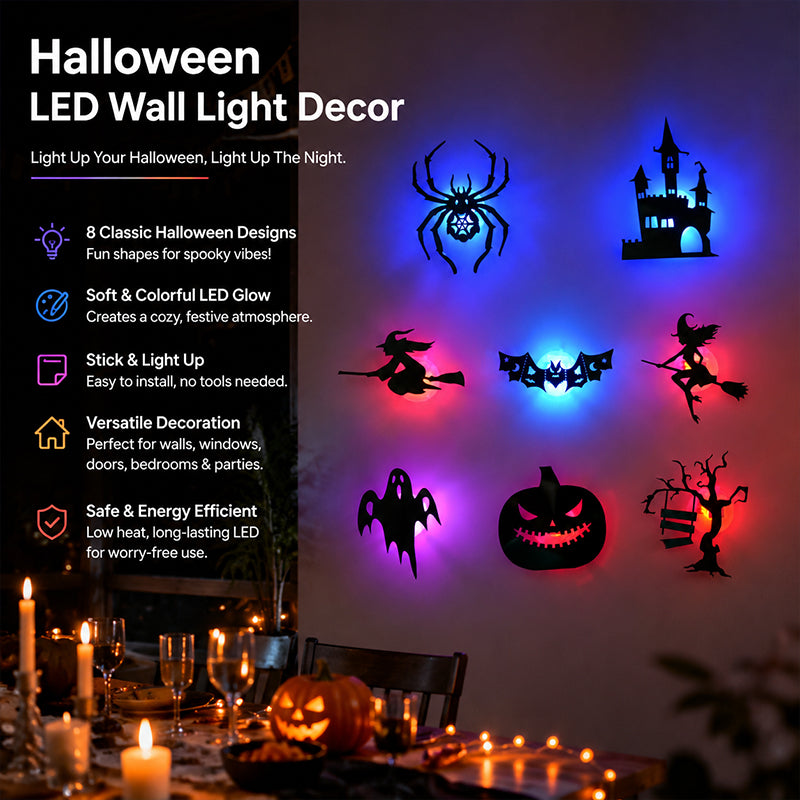 🎃🦇 Assorted Spooky Shape Halloween Backlit Wall Lights