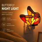 🦋🌼 Stained‑Glass Decor Plug‑In Night Lamp
