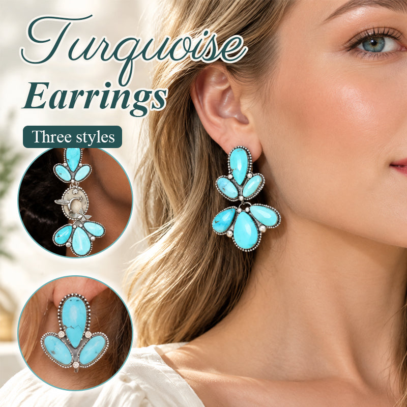 🌵 Bold Western Boho Turquoise Floral Drop Earrings | Unique Vintage Statement Jewellery