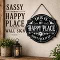 😄 Sassy Happy‑Place Vintage Metal Wall Sign, Funny Porch & Patio Wall‑Hanging Decor