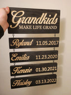 Personalized Grandkids Hanging Decor Sign