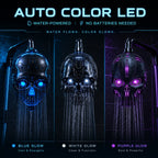 💀Cyber Mecha Skull Color Changing LED Pressure Boost Shower Head