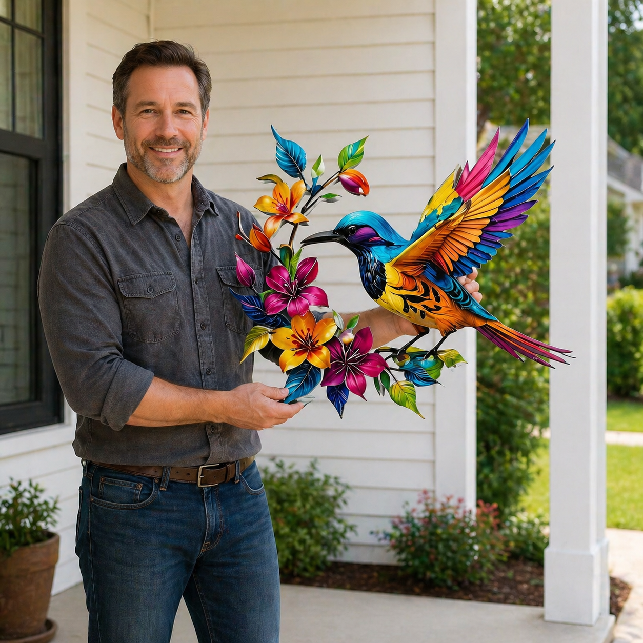✨Hummingbird Bloom Metal Wall Art