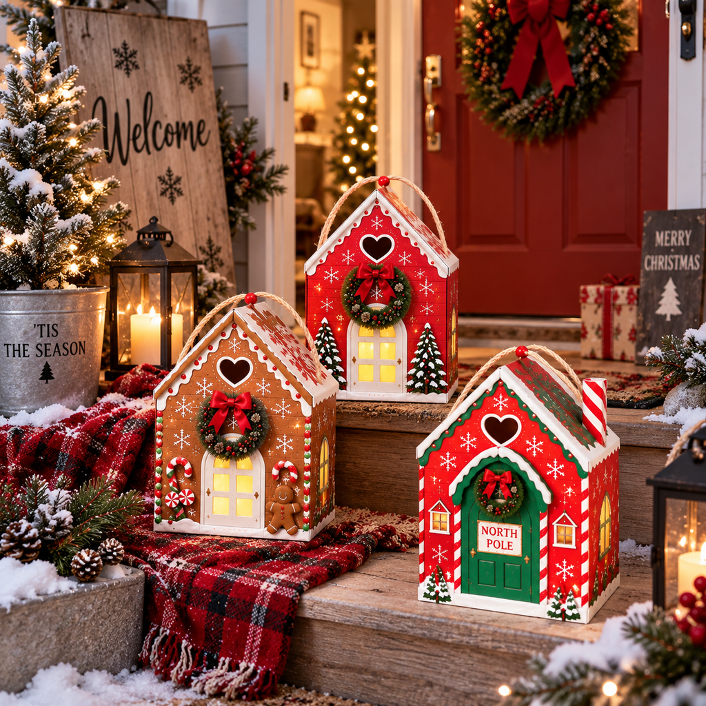 🏠 Christmas Magic House Gift Box – Creative 3D Handheld Holiday Gift Packaging