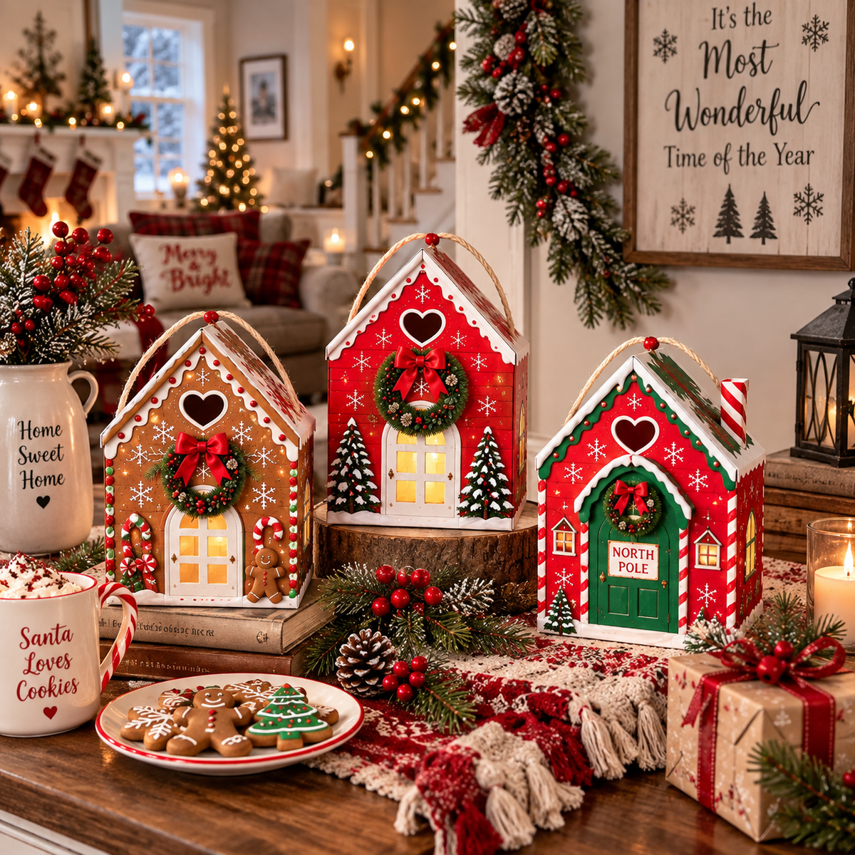 🏠 Christmas Magic House Gift Box – Creative 3D Handheld Holiday Gift Packaging