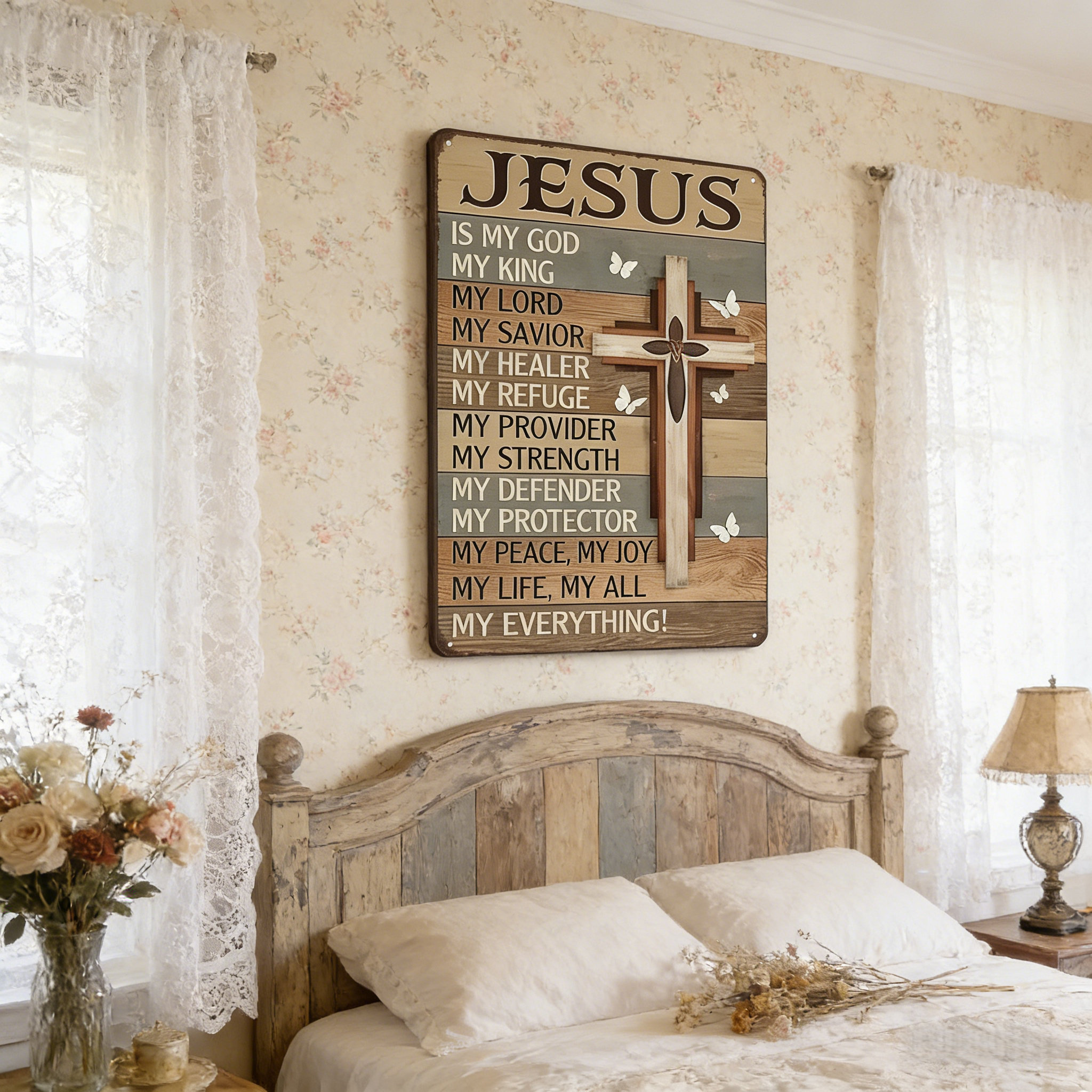 Jesus Is My God King Everything – Vintage Tin Sign Religious Metal Wall Art