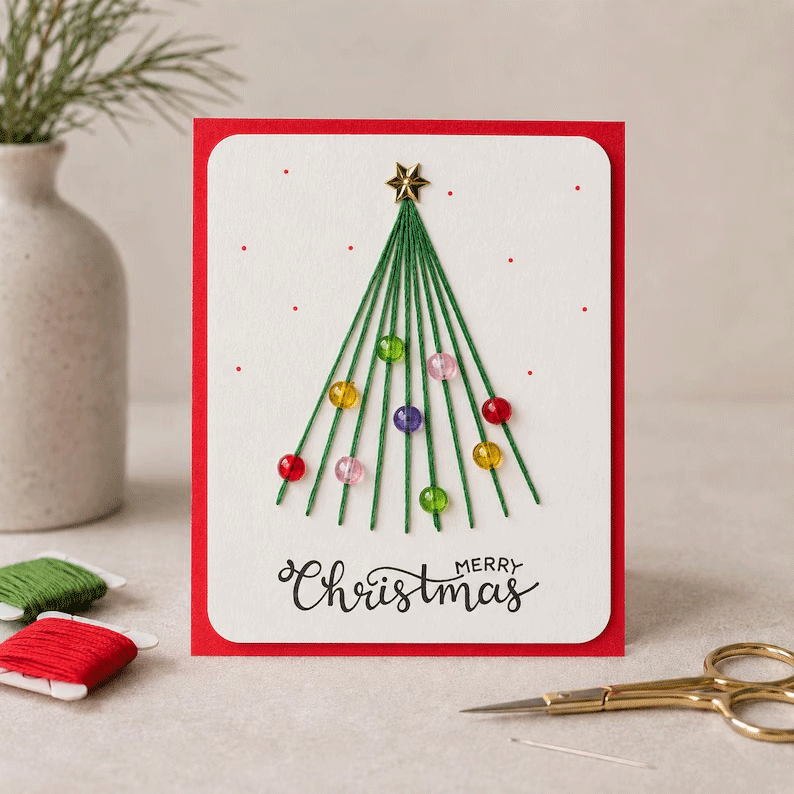 🧵 Cozy Family Christmas Craft Kit, Create Keepsake‑Worthy Handmade Christmas Cards for Gifting