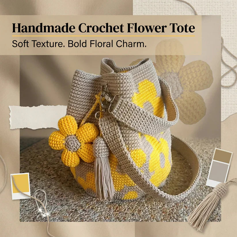 📢📢LAST DAY SALE 50% OFF👜Handmade Crochet Flower Tote 🌼✨