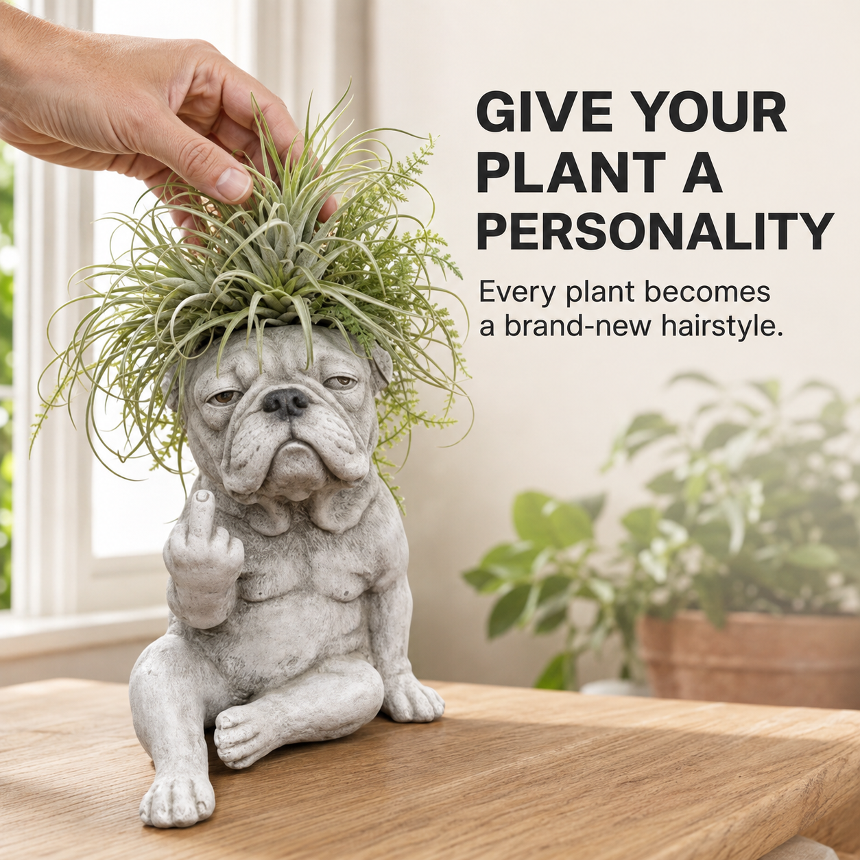 Funny Bulldog Planter with Attitude – 3 Sassy Styles