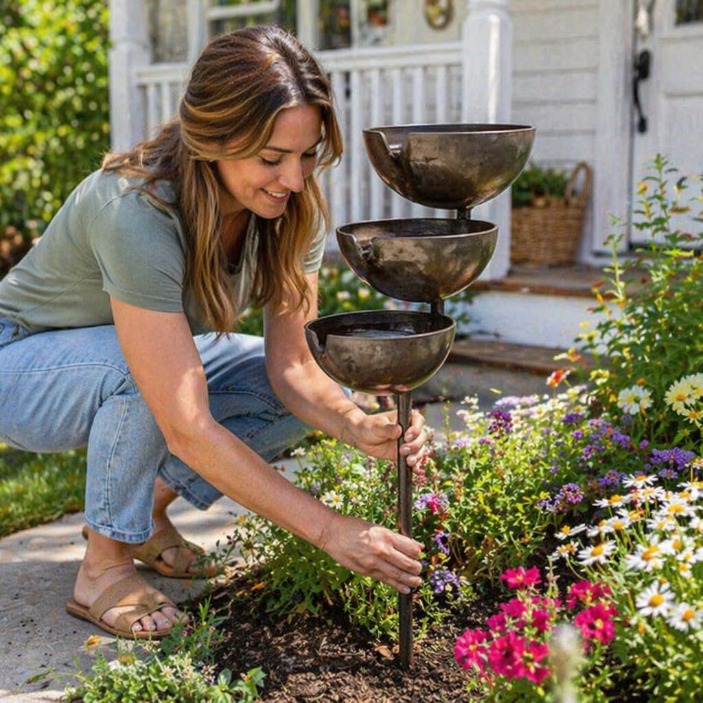 🌧️ Self-filling bird bath using rainwater 🐦 Weatherproof, for outdoor gardens