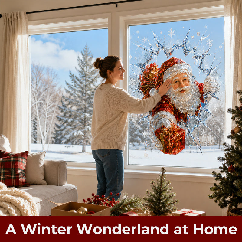 🎅 Sparkly Crystal Santa Decor｜Magical Christmas Window Display