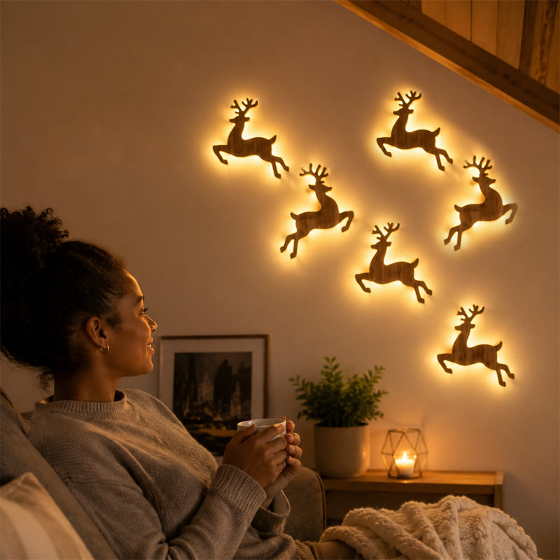 ✨ Reindeer Light Stickers – Soft‑Glow Festive Wall Accent For Christmas Home Decor