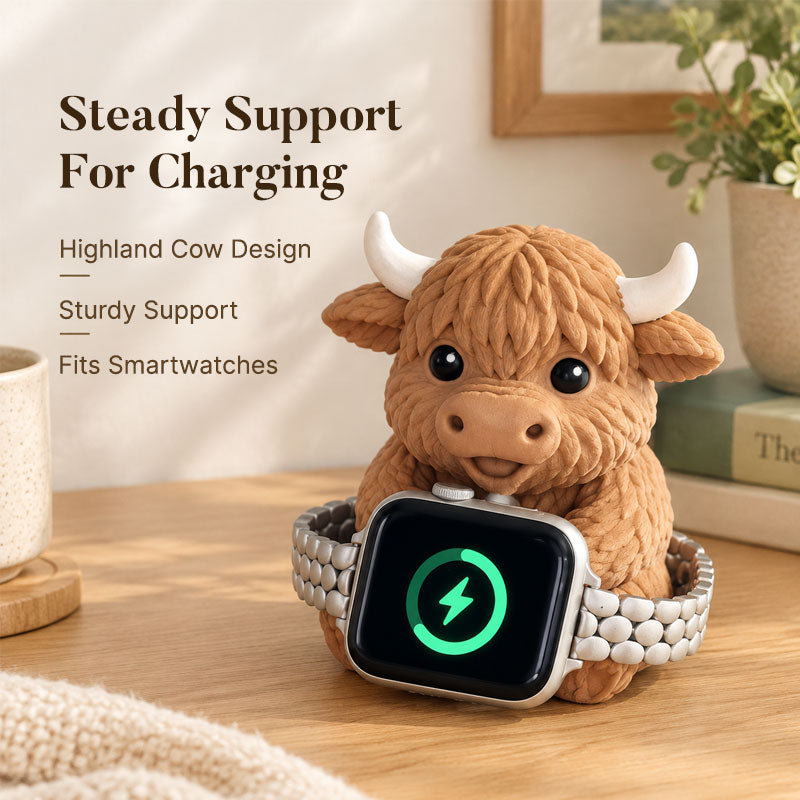 🐮 Highland Cow Smartwatch Charging Stand — No More Lost Watch Chargers!