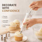 🎉 2026 Sale — Over 21,000 Sold! 🧁✨ Stop wrestling with messy piping bags — this stainless steel decorating gun fills, frosts, and finishes in seconds. One tool, endless creativity. 🍰