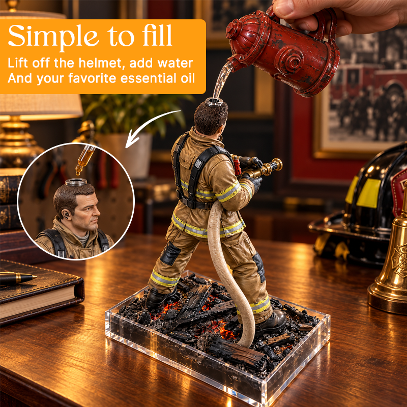 🚒 Firefighter Figurine Humidifier – Unique Decor Desk Mist Maker