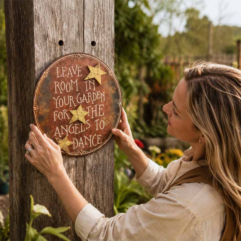 🌿 Rustic Dancing Angel Wall Decor, Charming Porch & Yard Hanging Plaque