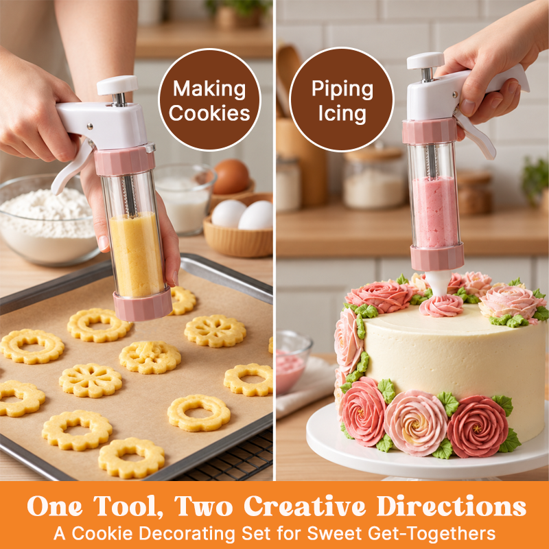 🍪 2-in-1 Cookie Press & Piping Set | Baking Party Vibe
