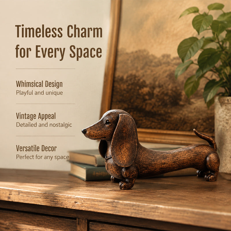 🐶 Dachshund Decor Figurine ✨ Charming Tabletop Accent for Shelves & Desks