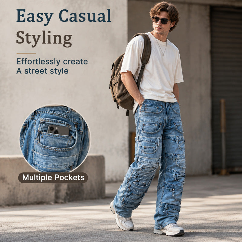 Multi-Pocket Utility Jeans 🧵