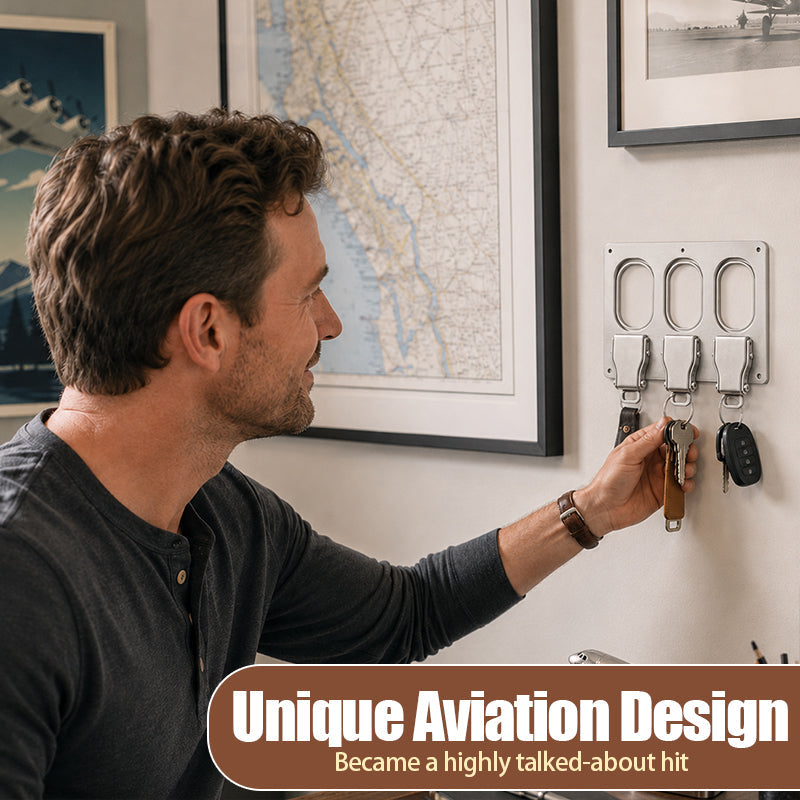 ✈️ Elegant Collectible Aircraft Seatbelt Buckle Key Holder | Aviation Themed Handmade Holiday Home Decor Gift