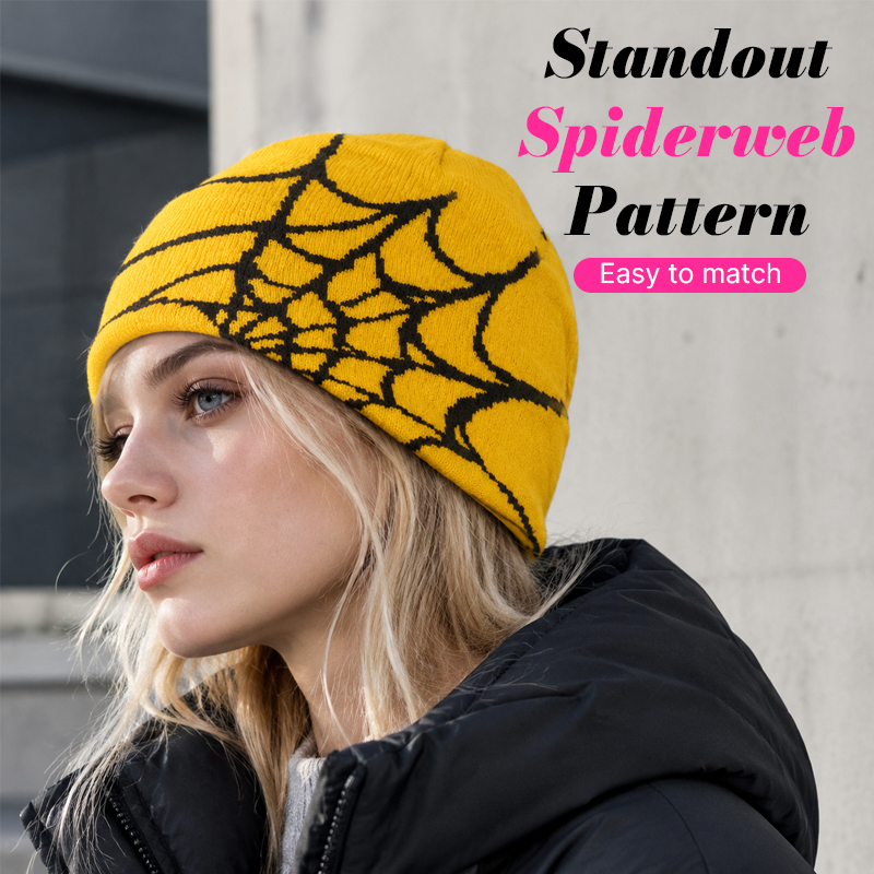 🕸️ Y2K Spiderweb Winter Beanie | Alt Streetwear Vibe