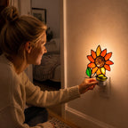 🦋🌼 Stained‑Glass Decor Plug‑In Night Lamp