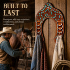🤠Handcrafted Leather Horseshoe Wild Rag Holder | Western Scarf & Bandana Organizer