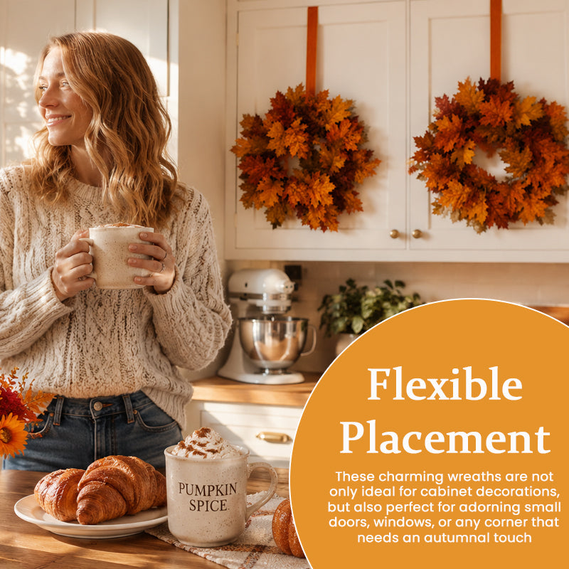 🍂Autumn Maple Leaf Kitchen Cabinet Wreaths with Ribbon