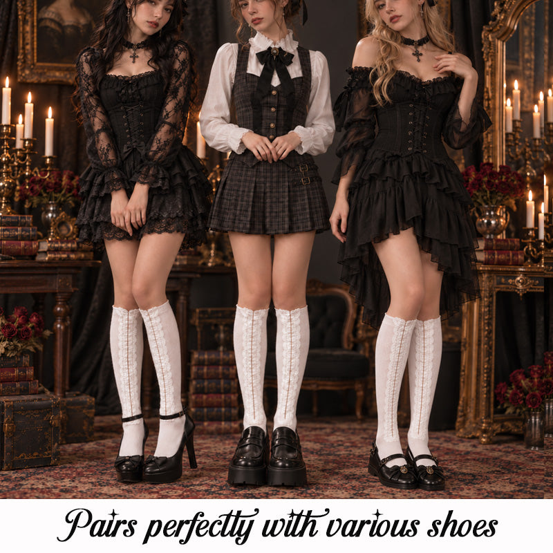 🎀🖤 Y2K Cutout Hook Statement Socks – Edgy Fashion Socks For Outfit Styling