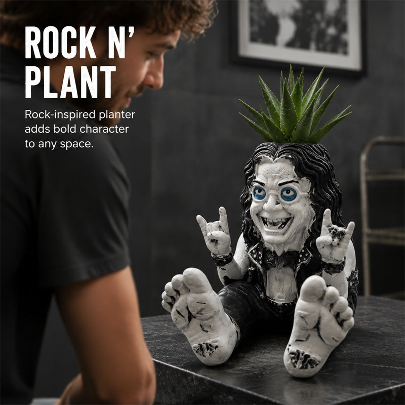 🤘 Rock‑On Gesture Face Succulent Planter, Quirky Rock‑and‑Roll Plant Pot