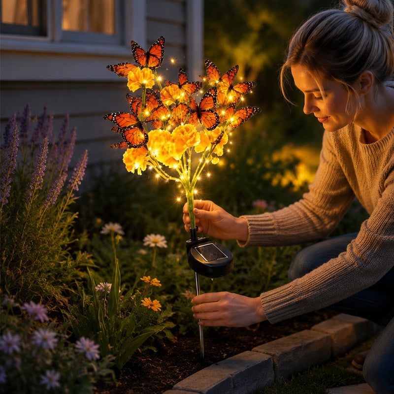 🦋 Solar Butterfly Stake Light｜Soft Night‑Time Glow For Your Garden