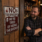 🚫 Bold No Trespassing Warning Sign 😈 Dark‑Humored Wall Accent