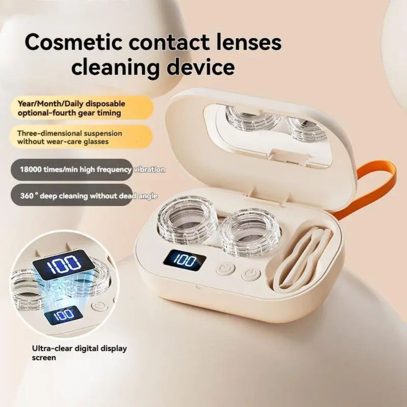 💗LIMITED TIME SALE 50% OFF⚡Rechargeable Ultrasonic Contact Lens Cleaner with Cosmetic Mirror