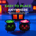 🔮 Hollow‑Cut Witch Cauldron LED Tea‑Light Lamp, Spooky Halloween Tabletop Decor Ornament