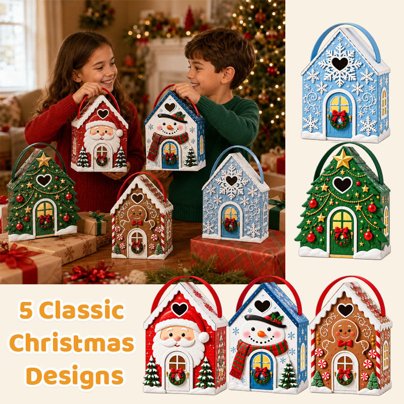 🏠 Christmas Cottage Handle Gift Box – 3D House‑Shaped Festive Packaging For Small Treats