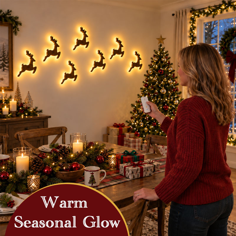 🦌 LED Reindeer Wall Decorations – Day‑Night Glowing Christmas Wall Accent For Your Home