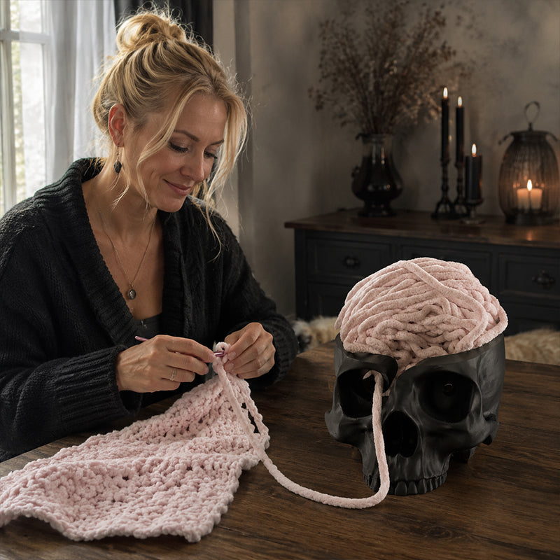 💀 Skull Print Yarn Storage Holder