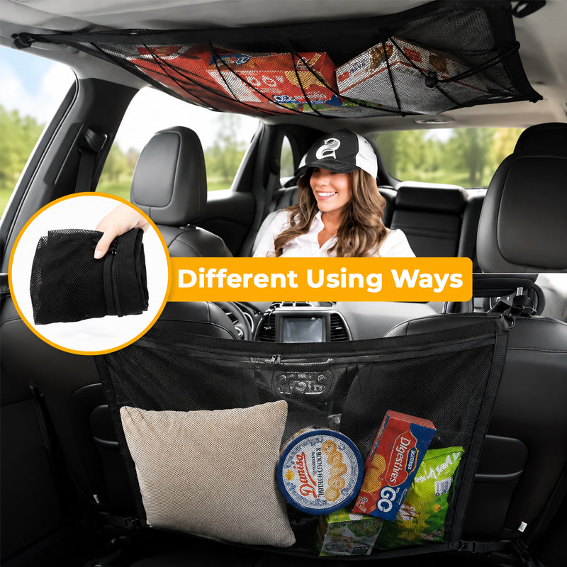 🚗 Car Storage Net Pocket | Ceiling Space‑Saving Mesh Organizer