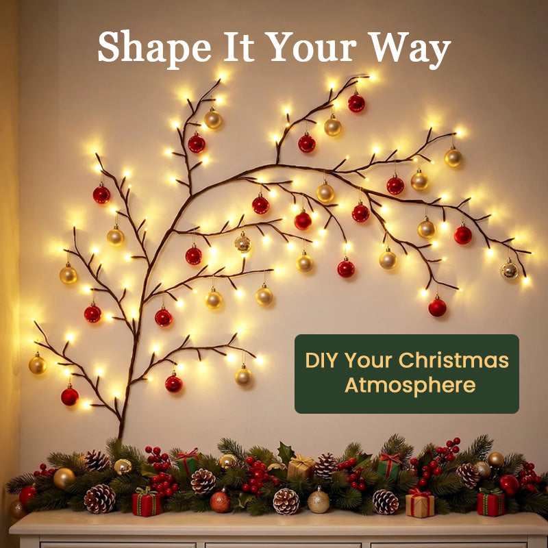 ✨ LED Branch Wall Light – Flexible Bendable Vine Light with 8 Light Modes for Christmas Decor