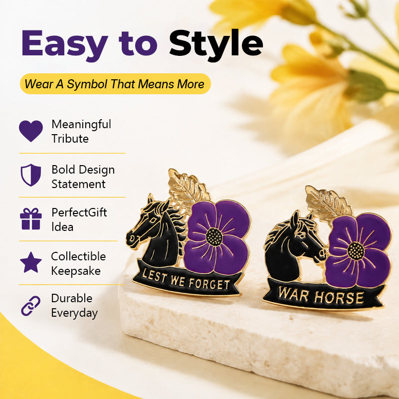🌺 Purple Poppy Horse Memorial Brooch 💜 Meaningful Symbol Accessory