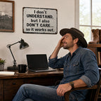 “I Don’t Understand, But I Also Don’t Care Sign”😏 Witty Rustic Wall Statement Ornament