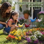 🐦 Colourful Metal Bird Garden Stake Decor
